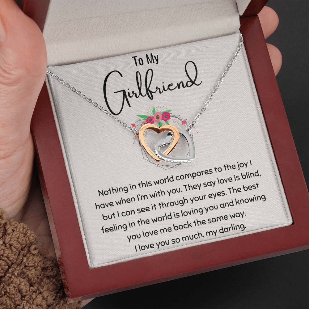 To My Girlfriend Interlocking Hearts Necklace