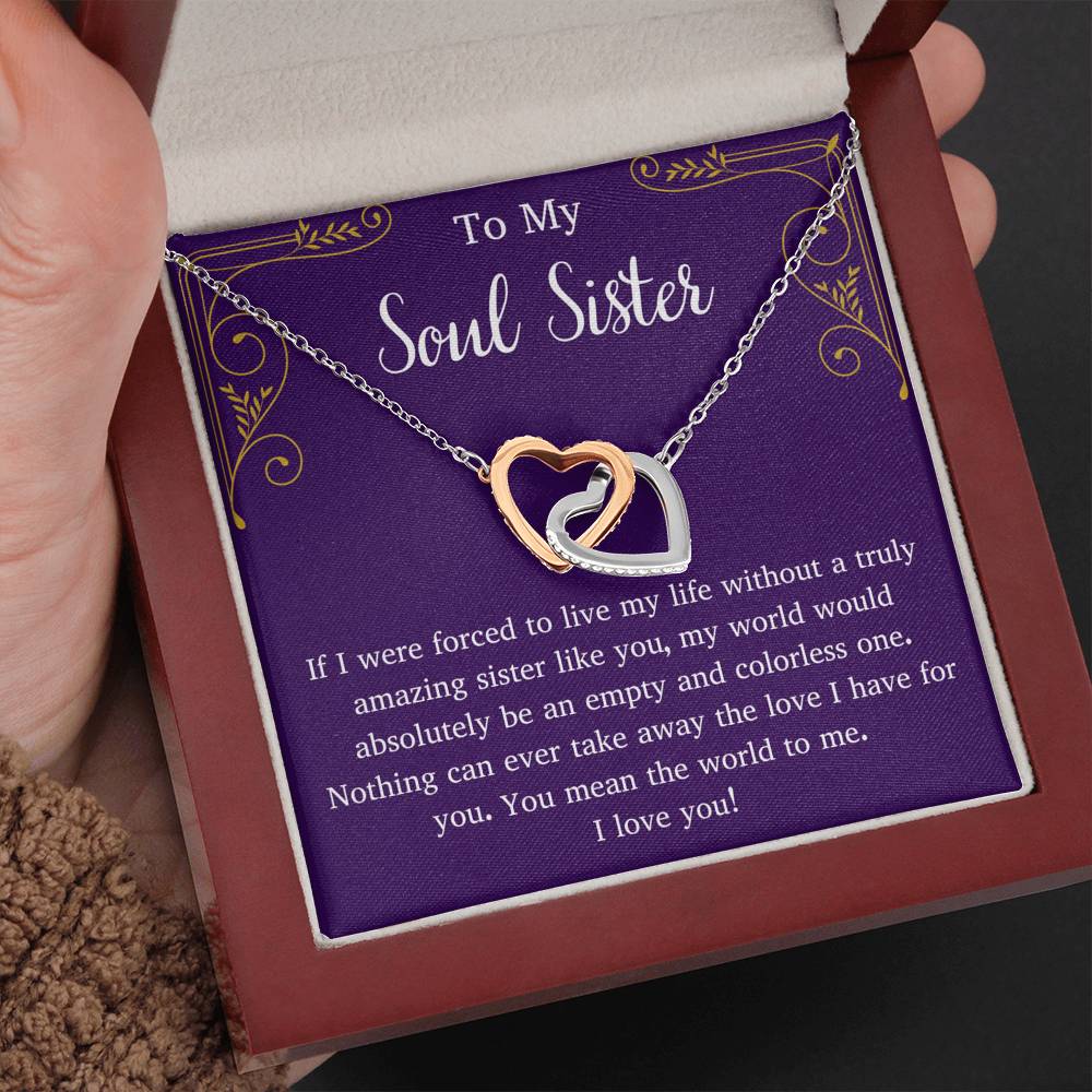 To My Soul Sister Interlocking Hearts Necklace