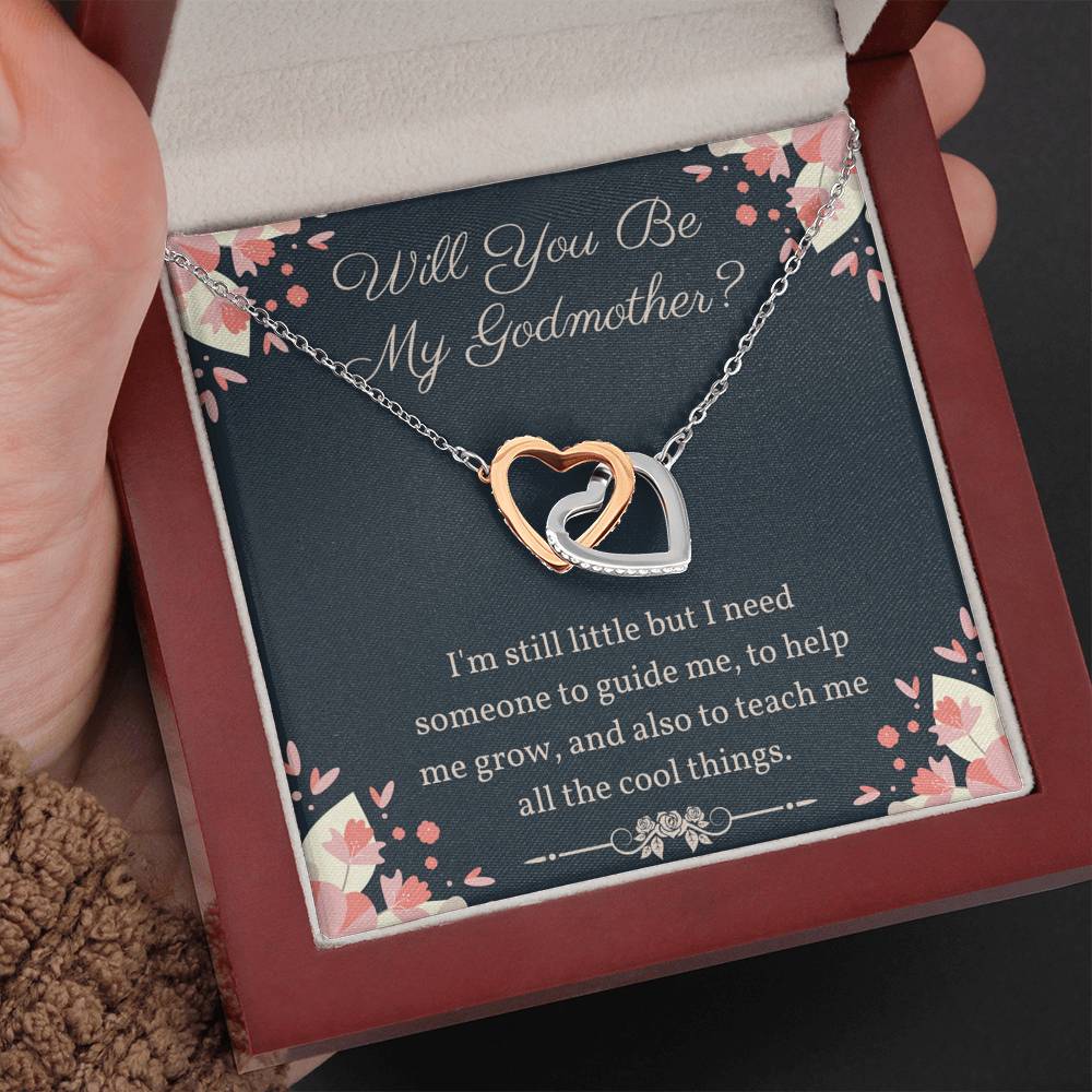 Will You Be My Godmother Interlocking Hearts Necklace