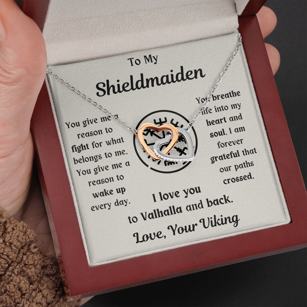 To My Shieldmaiden Interlocking Hearts Necklace