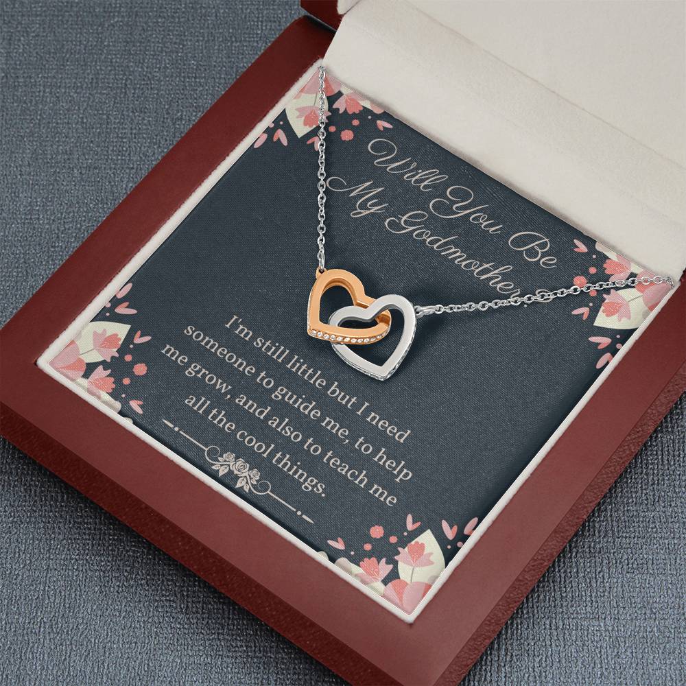 Will You Be My Godmother Interlocking Hearts Necklace