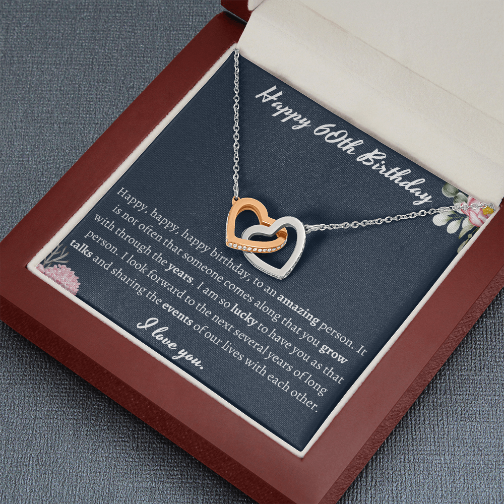 Happy 60th Birthday Interlocking Hearts Necklace