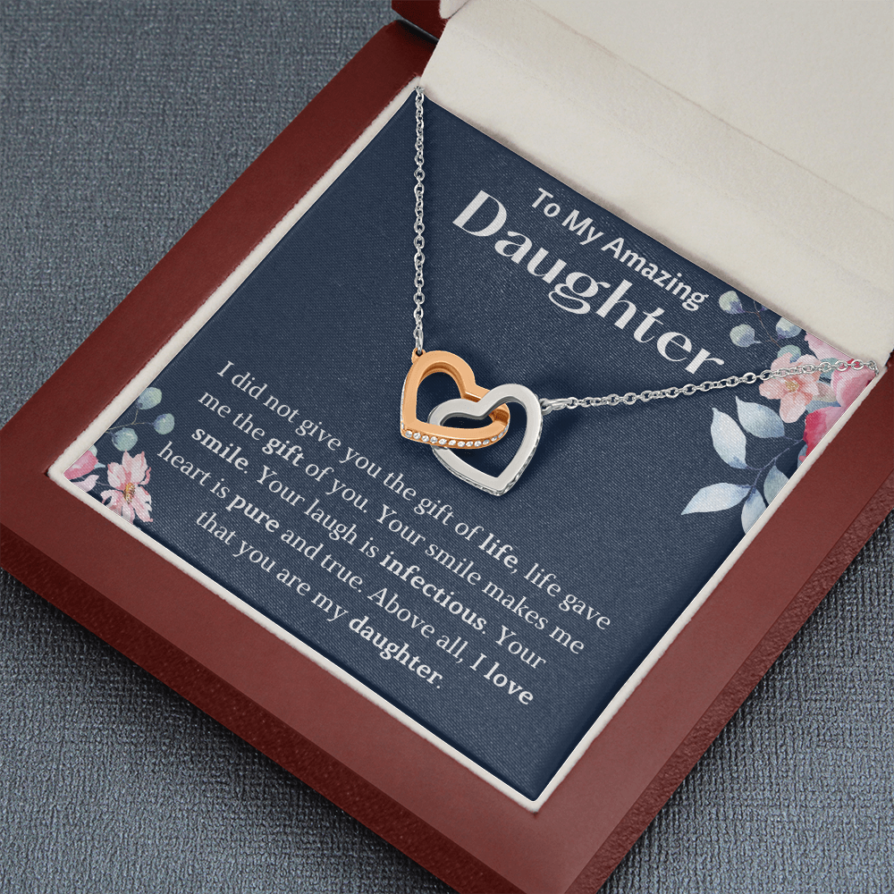 To My Amazing Daughter Interlocking Hearts Necklace