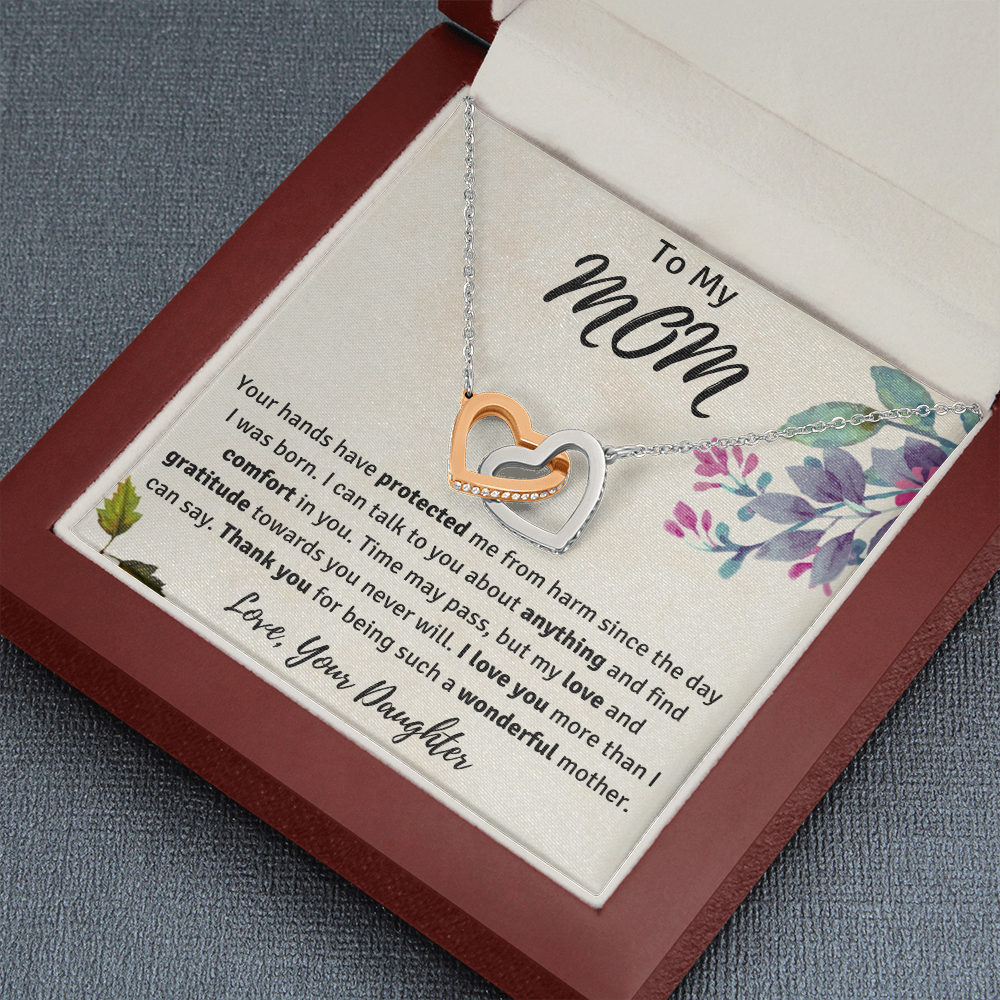 To My Mom from Your Daughter Interlocking Hearts Necklace