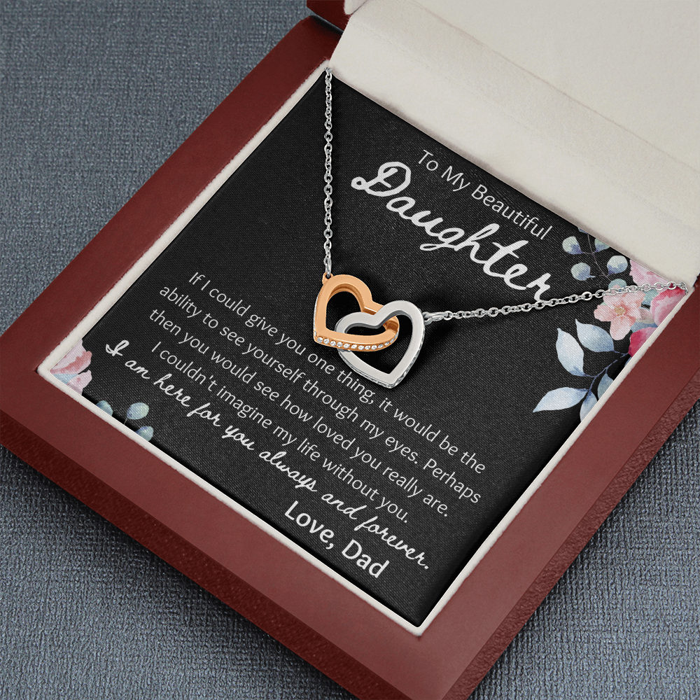 To My Beautiful Daughter Interlocking Hearts Necklace