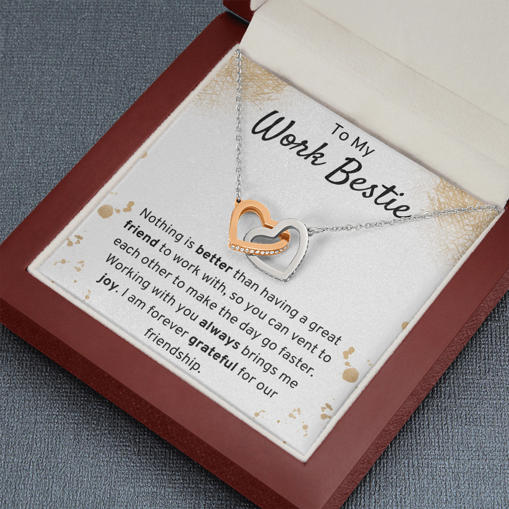 To My Work Bestie Interlocking Hearts Necklace