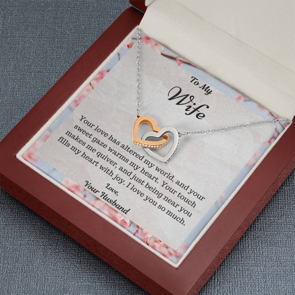 To My Wife Interlocking Hearts Necklace