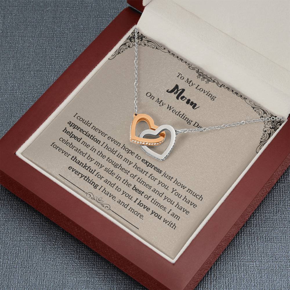 To My Mom On My Wedding Day Interlocking Hearts Necklace