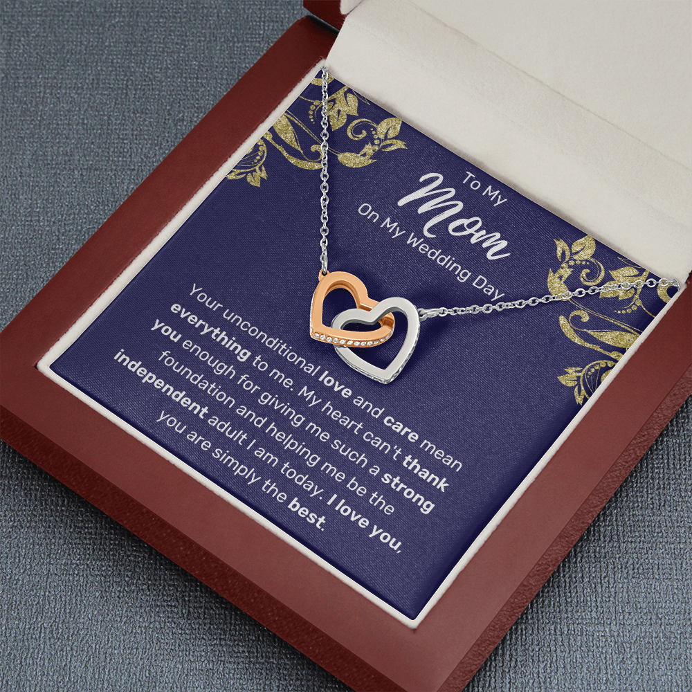 To My Mom On My Wedding Day Interlocking Hearts Necklace