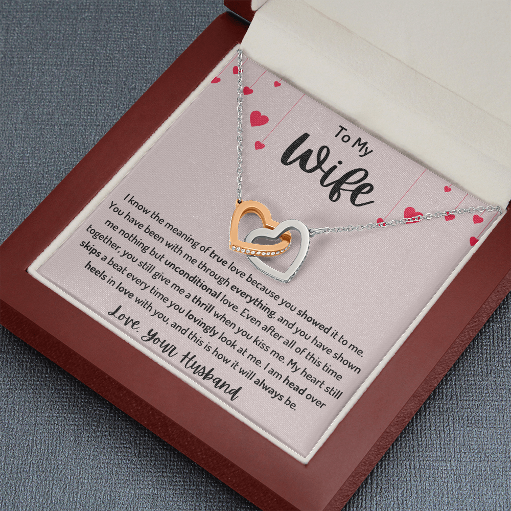 To My Wife Interlocking Hearts Strings Necklace