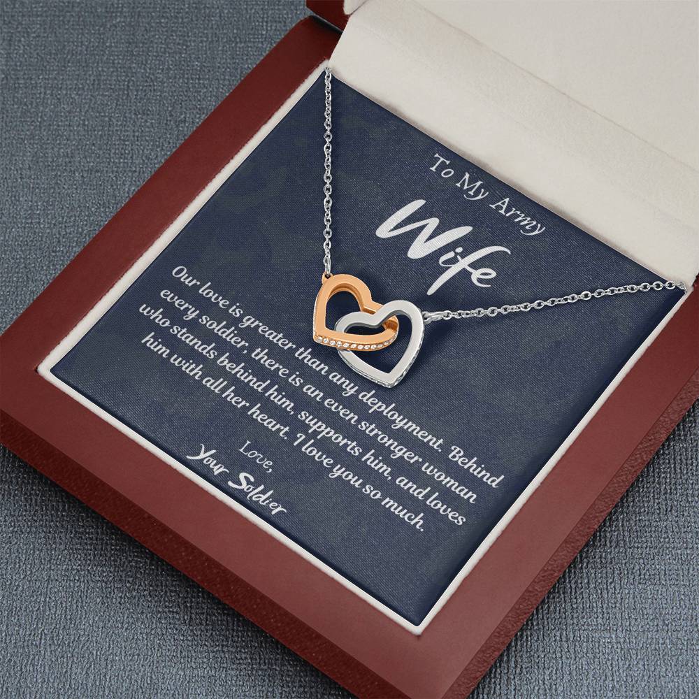 To My Army Wife Interlocking Hearts Necklace