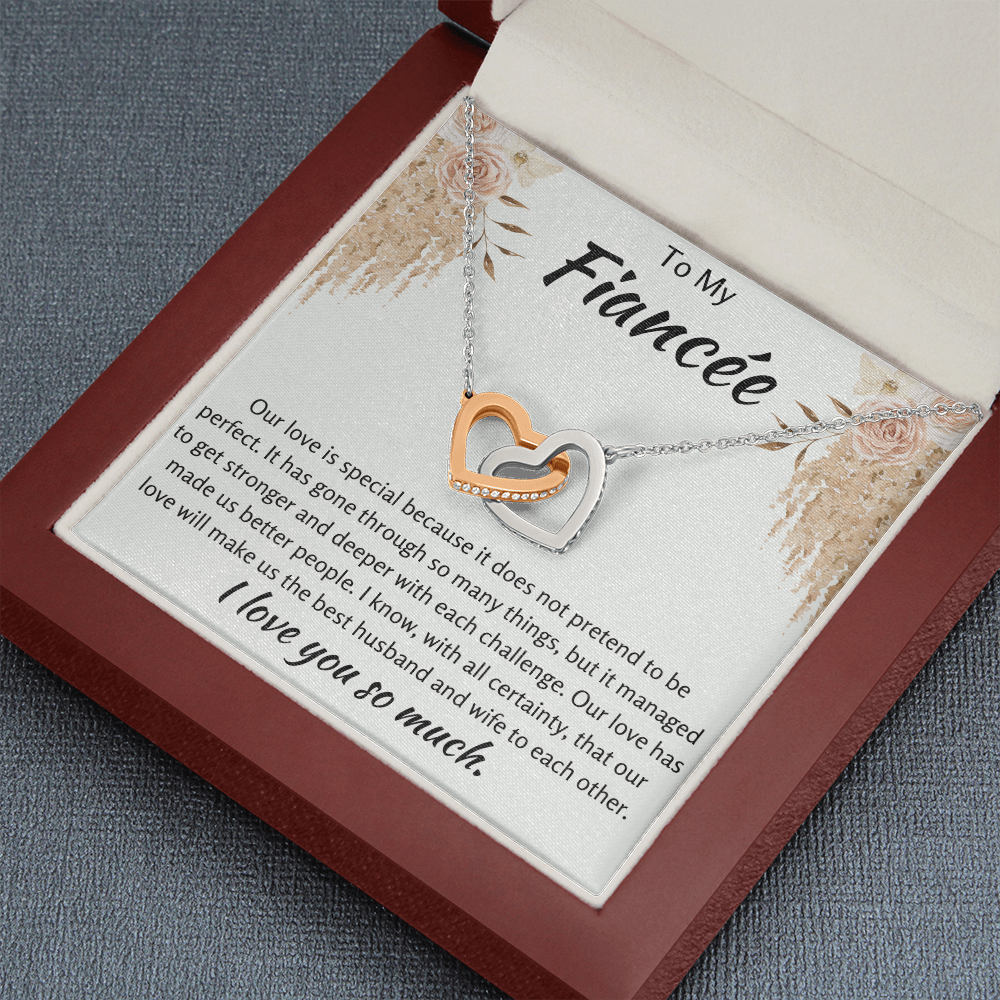 To My Fiancee Interlocking Hearts Necklace