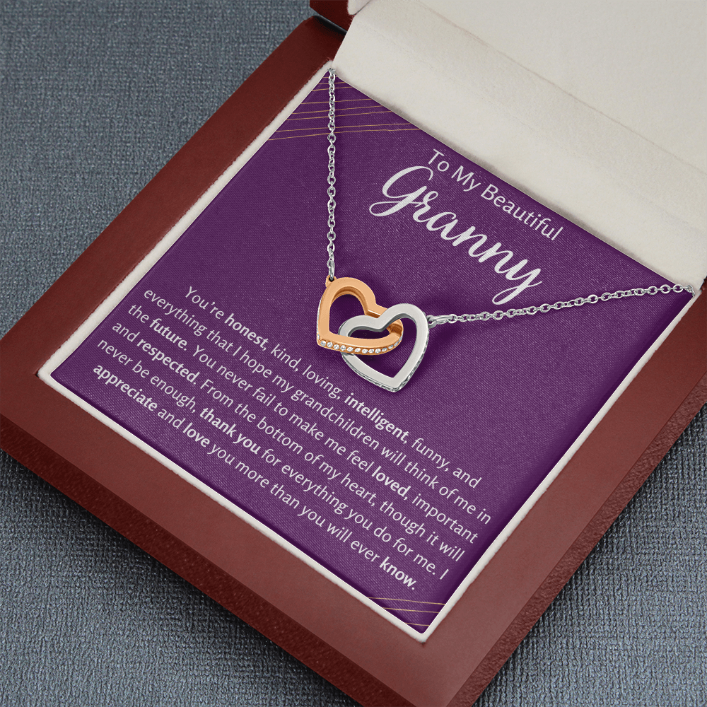 To My Beautiful Granny Interlocking Hearts Necklace