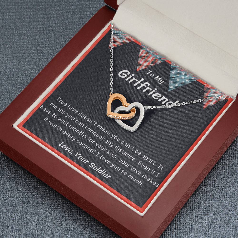 To My Girlfriend Interlocking Hearts Necklace