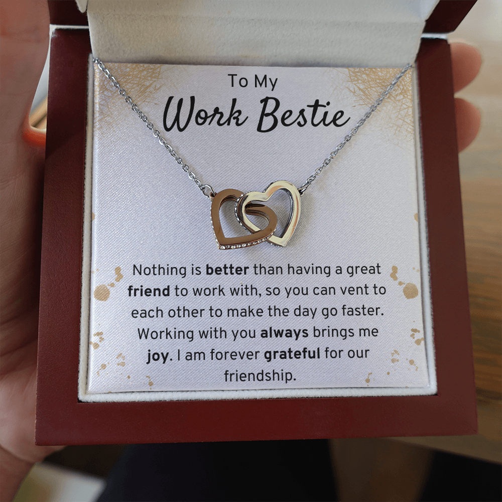 To My Work Bestie Interlocking Hearts Necklace