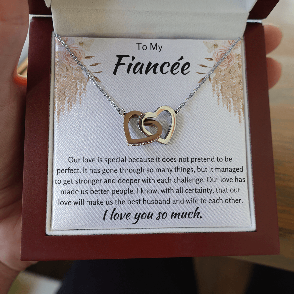 To My Fiancee Interlocking Hearts Necklace