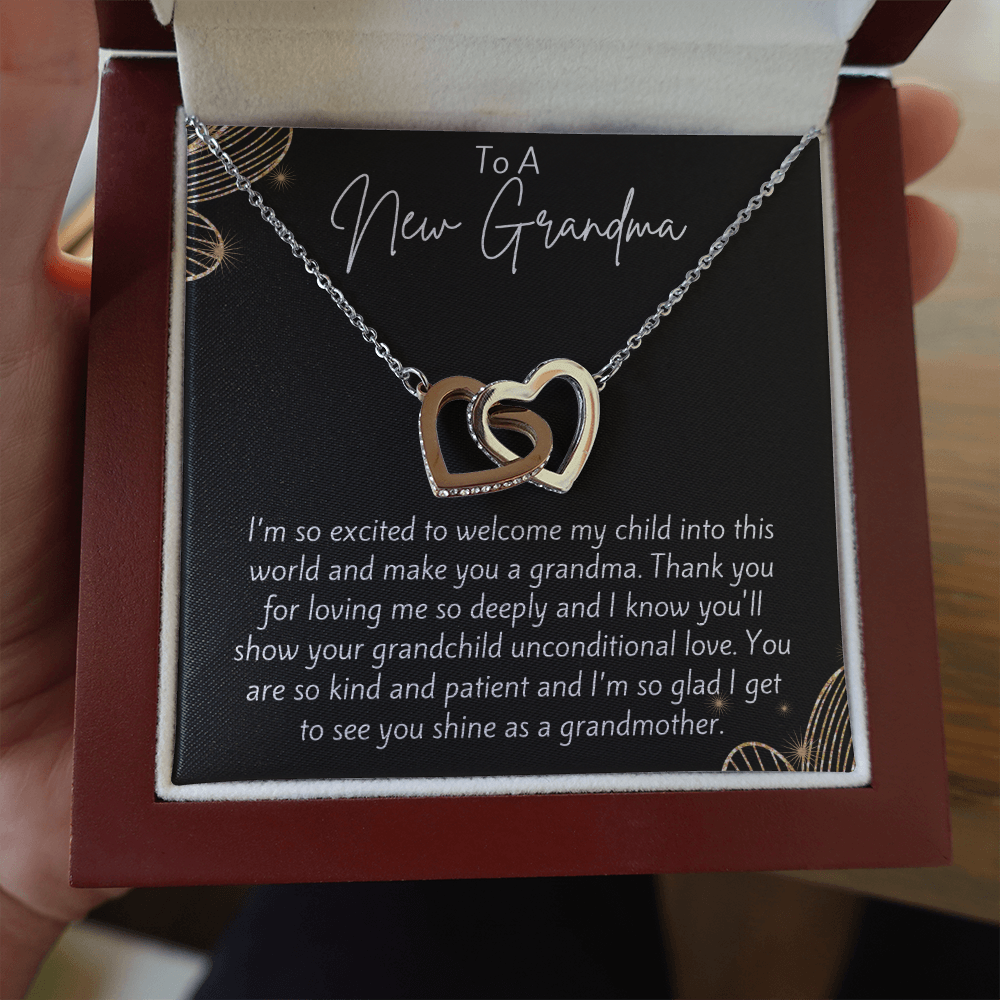 To A New Grandma Interlocking Hearts Necklace