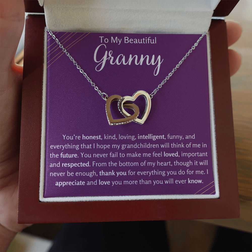 To My Beautiful Granny Interlocking Hearts Necklace