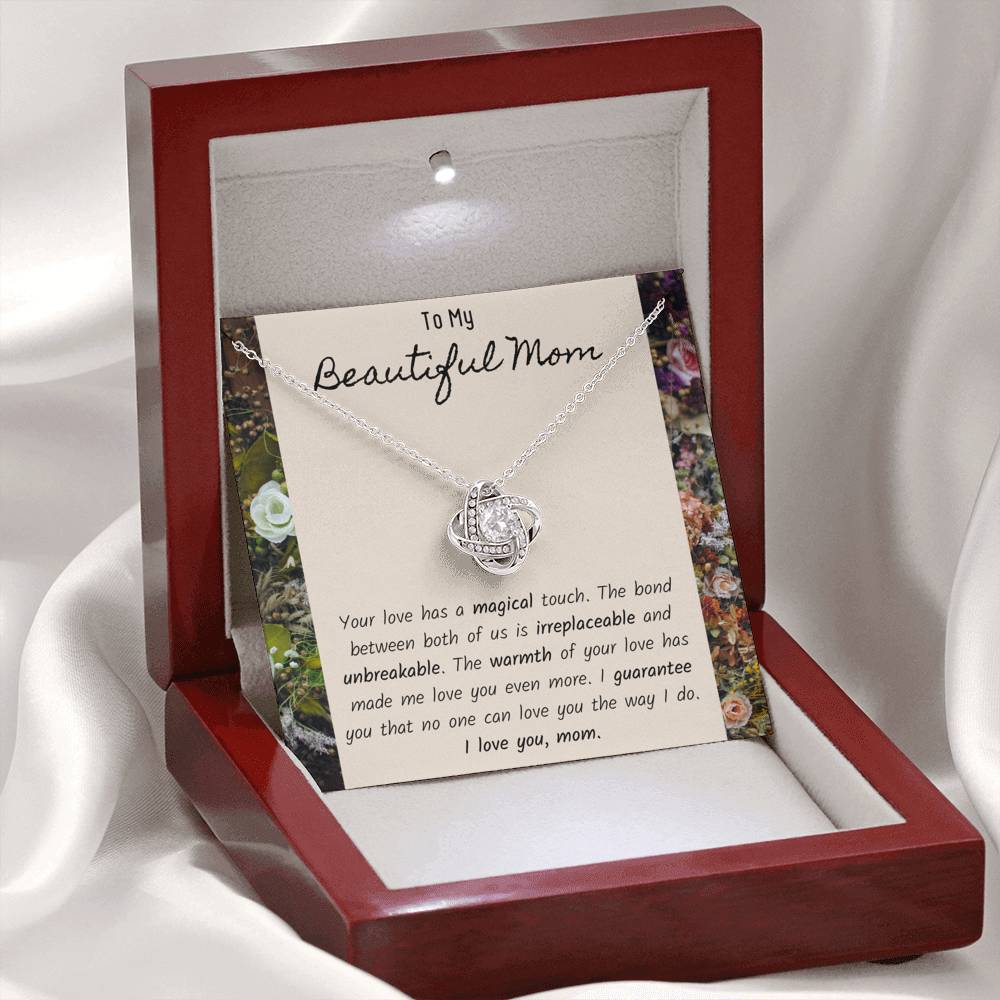 To My Beautiful Mom Love Knot Necklace