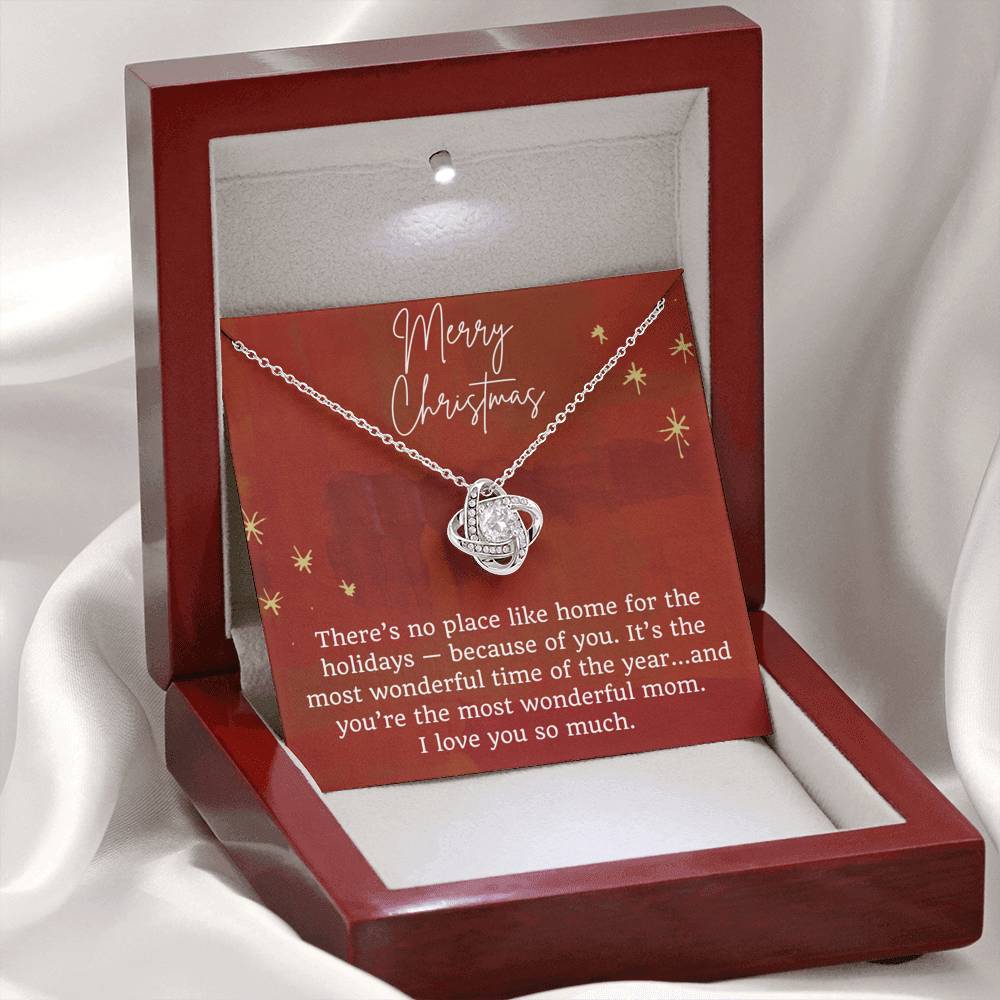 Merry Christmas Love Knot Necklace for Mom