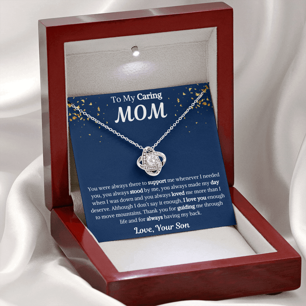 To My Caring Mom Love Knot Necklace from Son