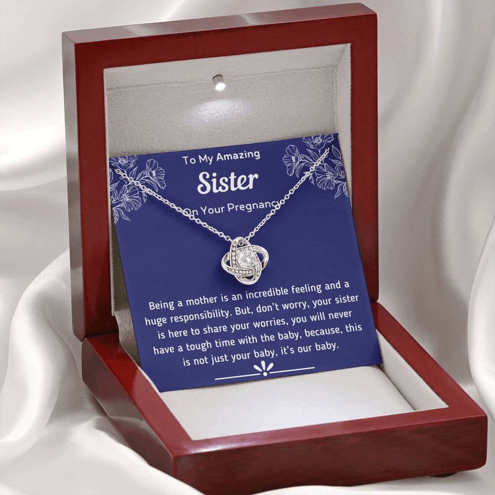 To My Amazing Sister Pregnancy Love Knot Necklace