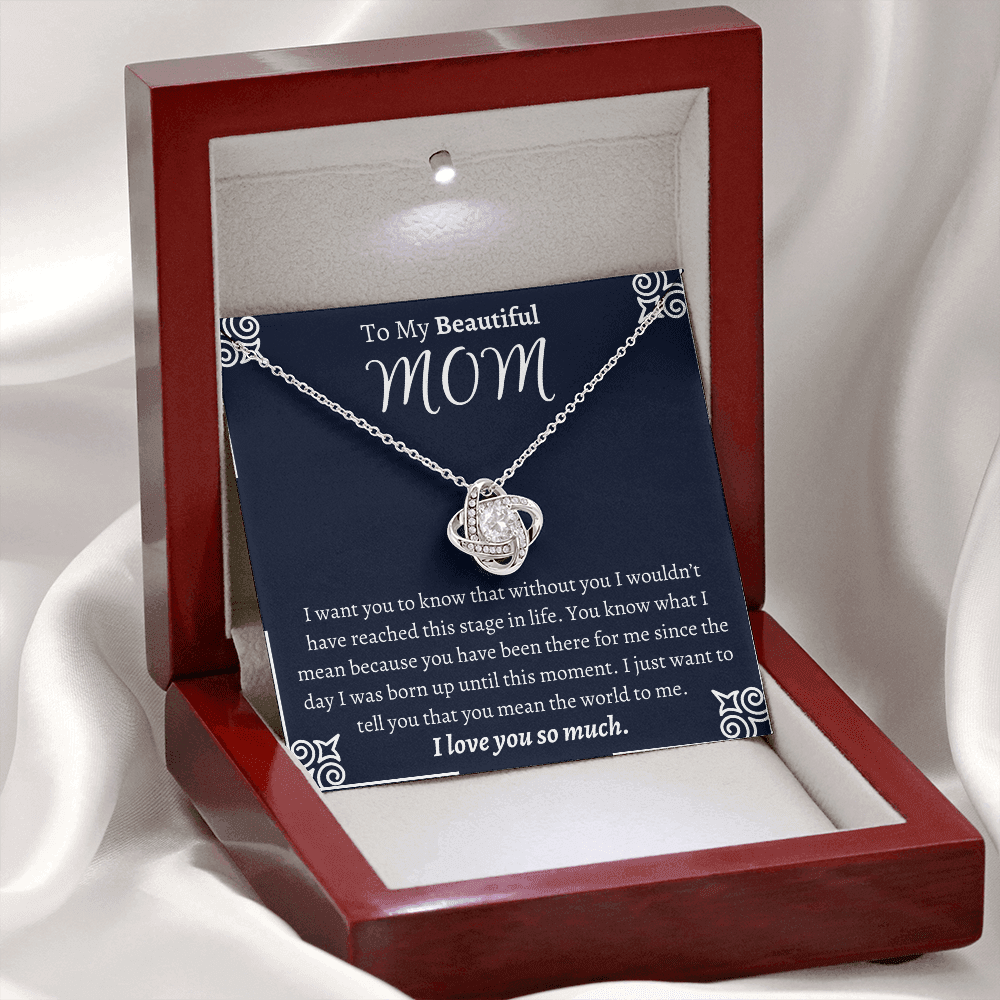 To My Beautiful Mom Love Knot Necklace