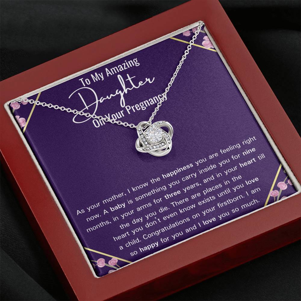 To My Amazing Daughter On Your Pregnancy Love Knot Necklace