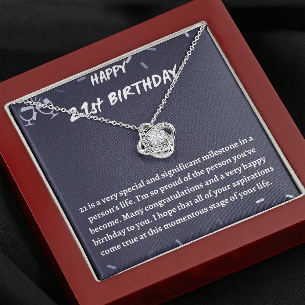 21st Birthday Love Knot Necklace for Her