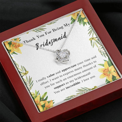 Thank You Love Knot Necklace for Bridesmaid