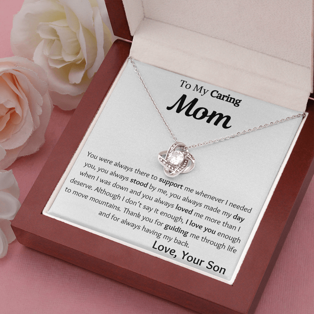 To My Caring Mom From Son Love Knot Necklace