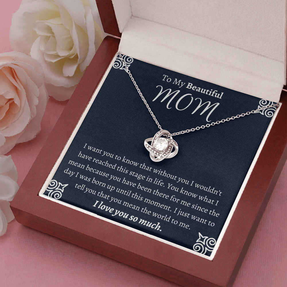 To My Beautiful Mom Love Knot Necklace