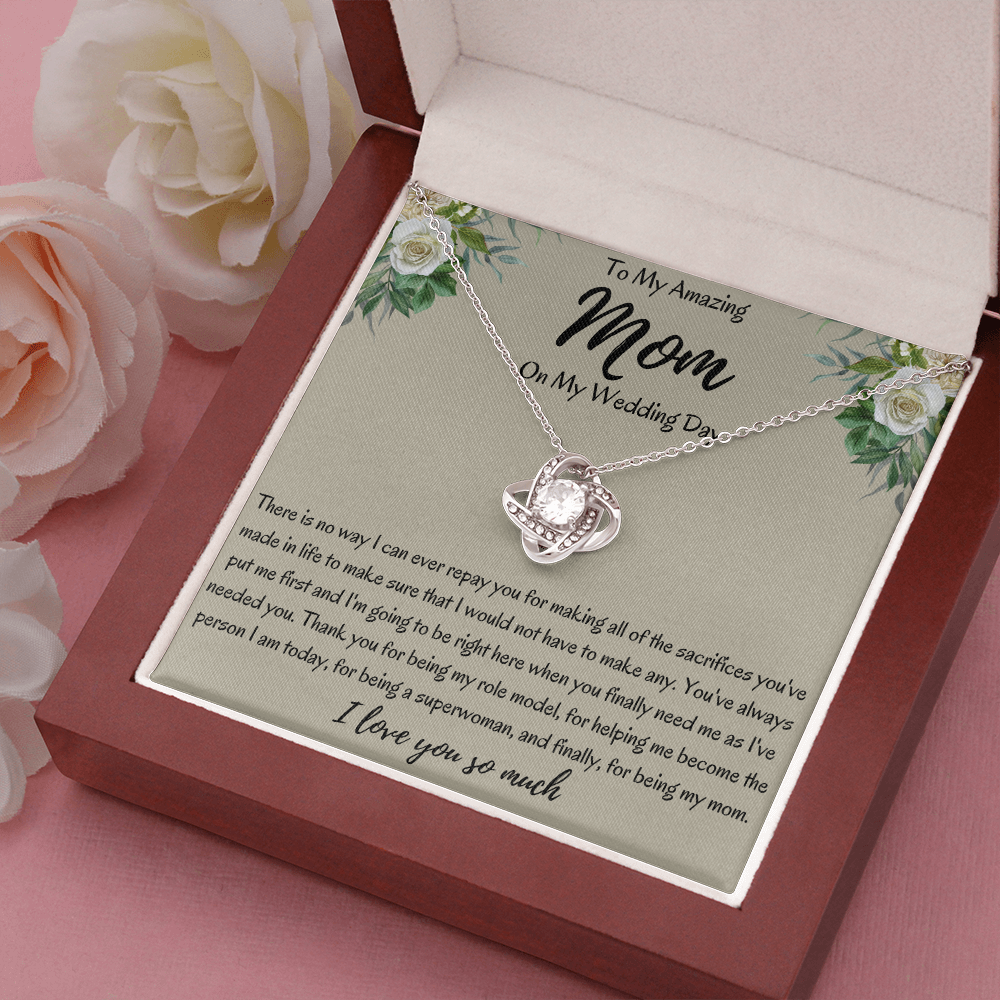 To My Amazing Mom On My Wedding Day Love Knot Necklace