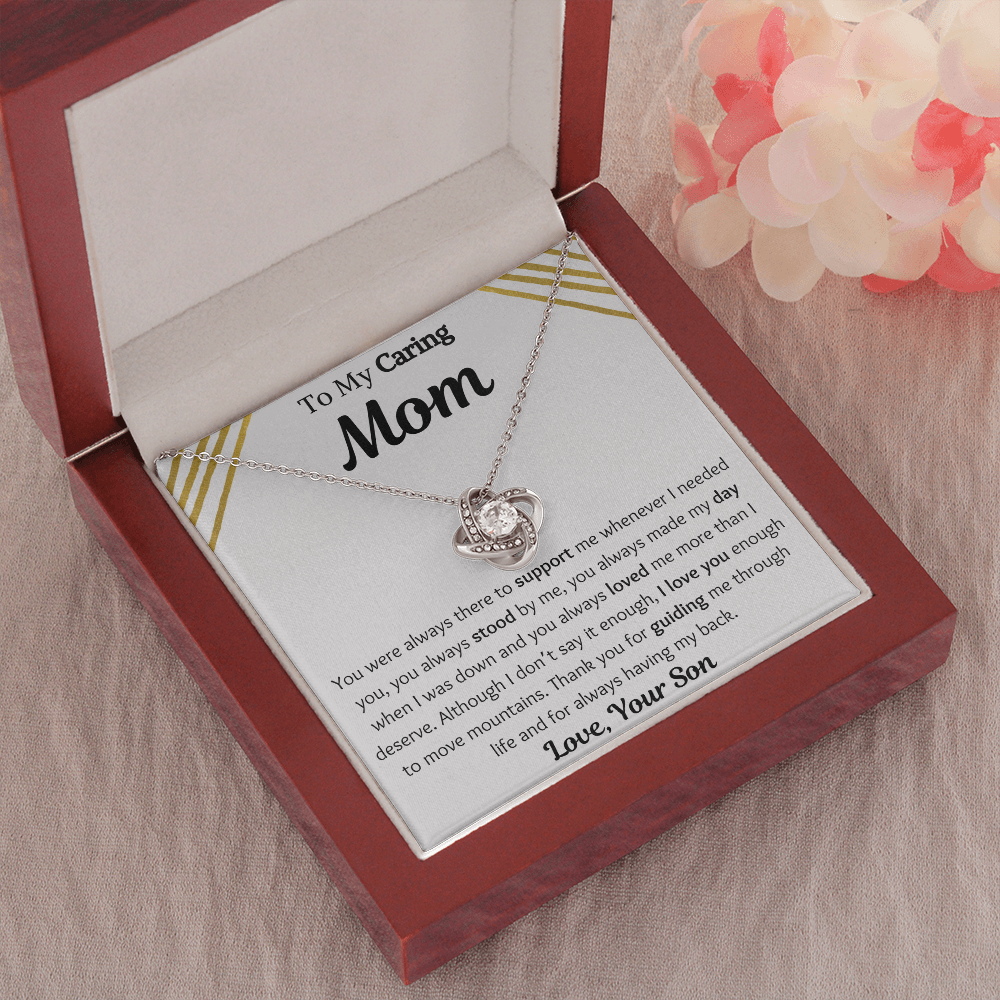 To My Caring Mom From Son Love Knot Necklace