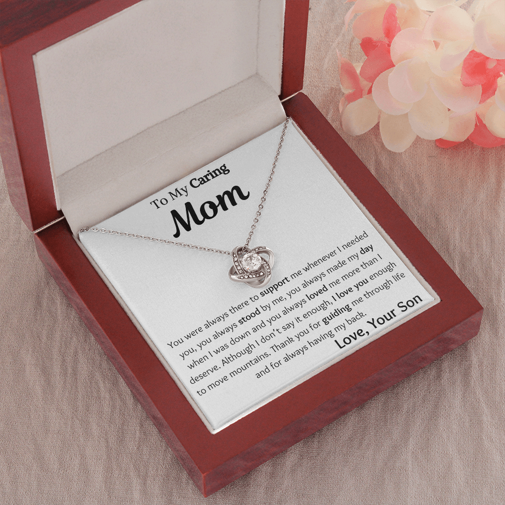 To My Caring Mom From Son Love Knot Necklace