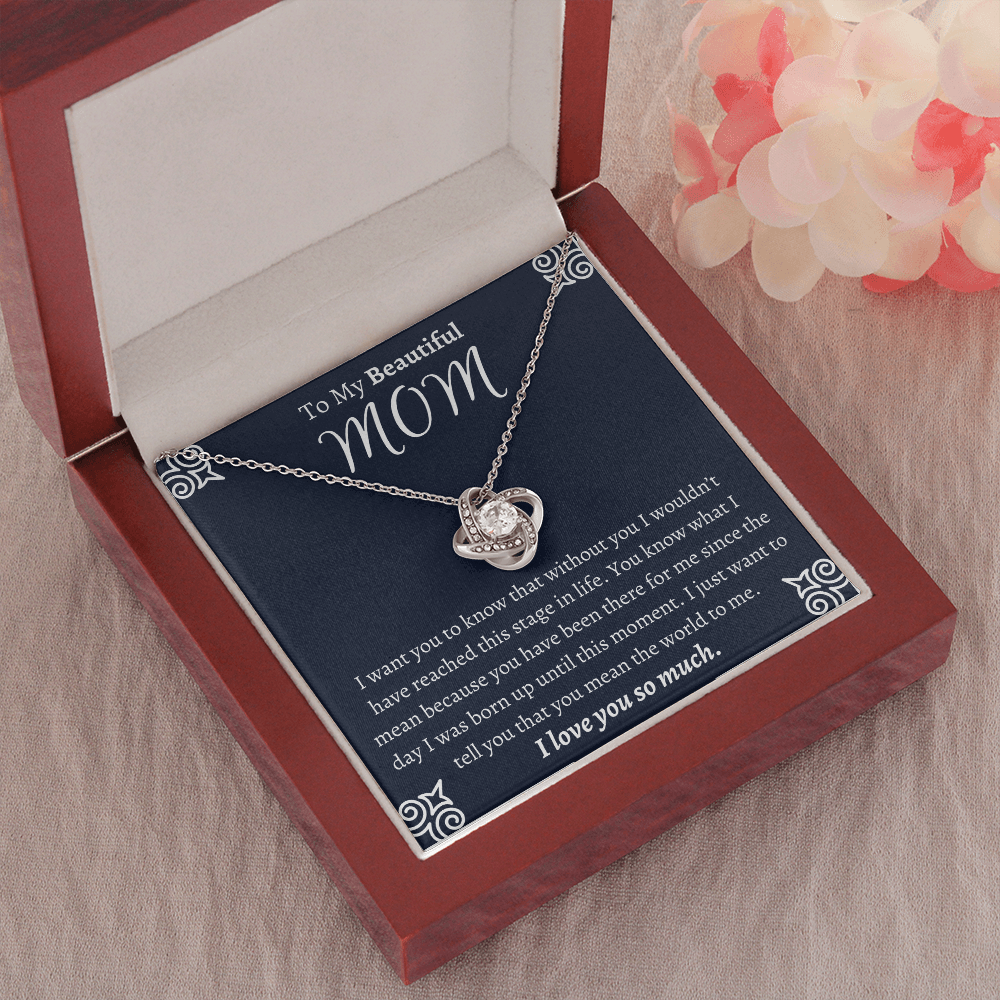 To My Beautiful Mom Love Knot Necklace