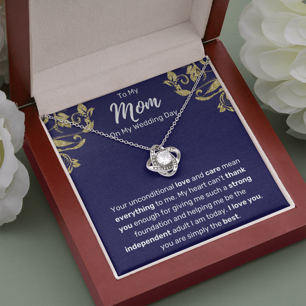 To My Mom On My Wedding Day Love Knot Necklace