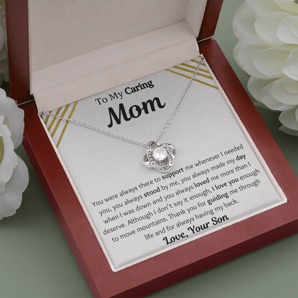 To My Caring Mom From Son Love Knot Necklace