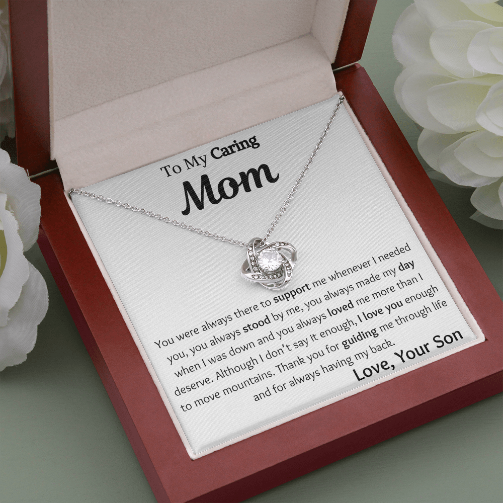 To My Caring Mom From Son Love Knot Necklace