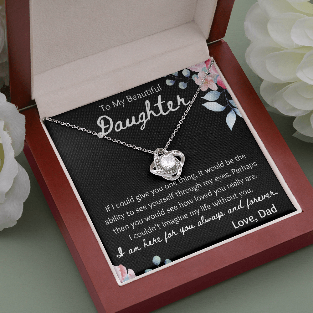 To My Beautiful Daughter Love Knot Necklace