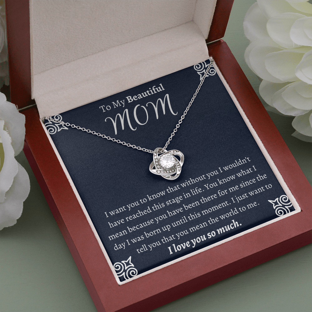 To My Beautiful Mom Love Knot Necklace