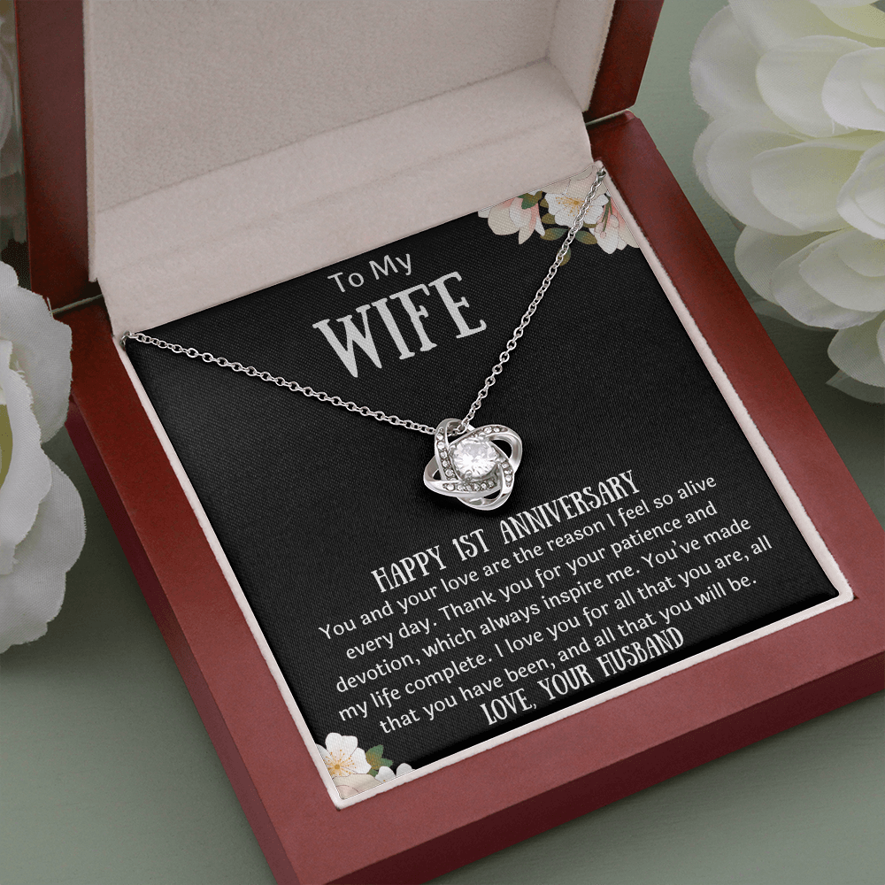 To My Wife 1st Anniversary Love Knot Necklace