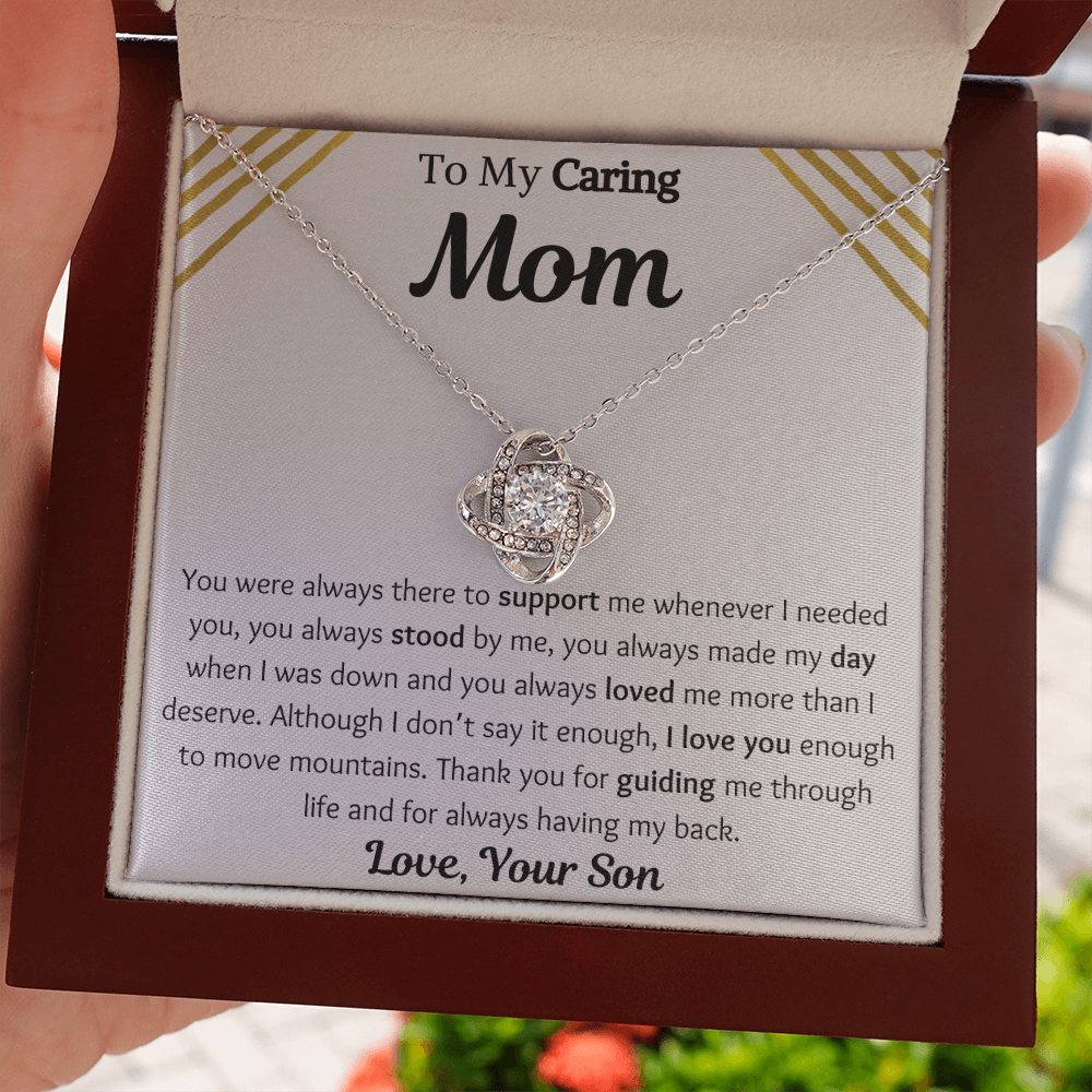 To My Caring Mom From Son Love Knot Necklace