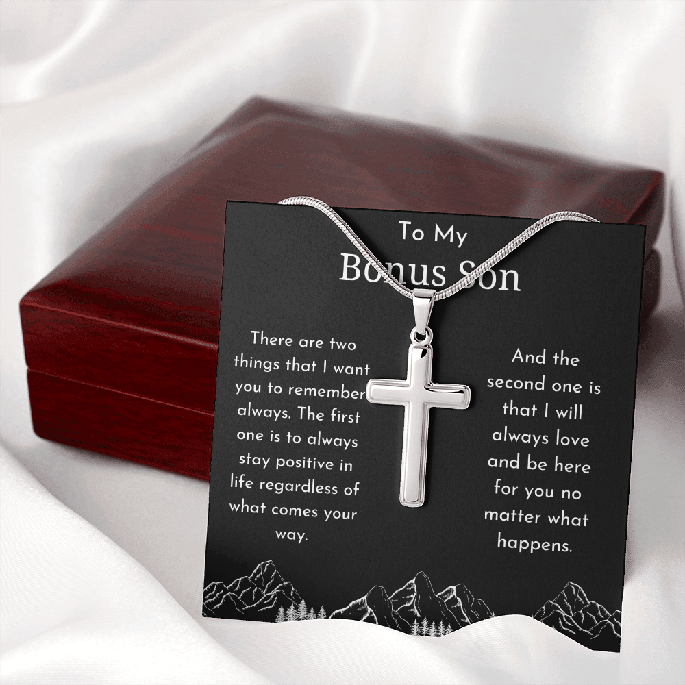 To My Bonus Son Cross Pendant Necklace