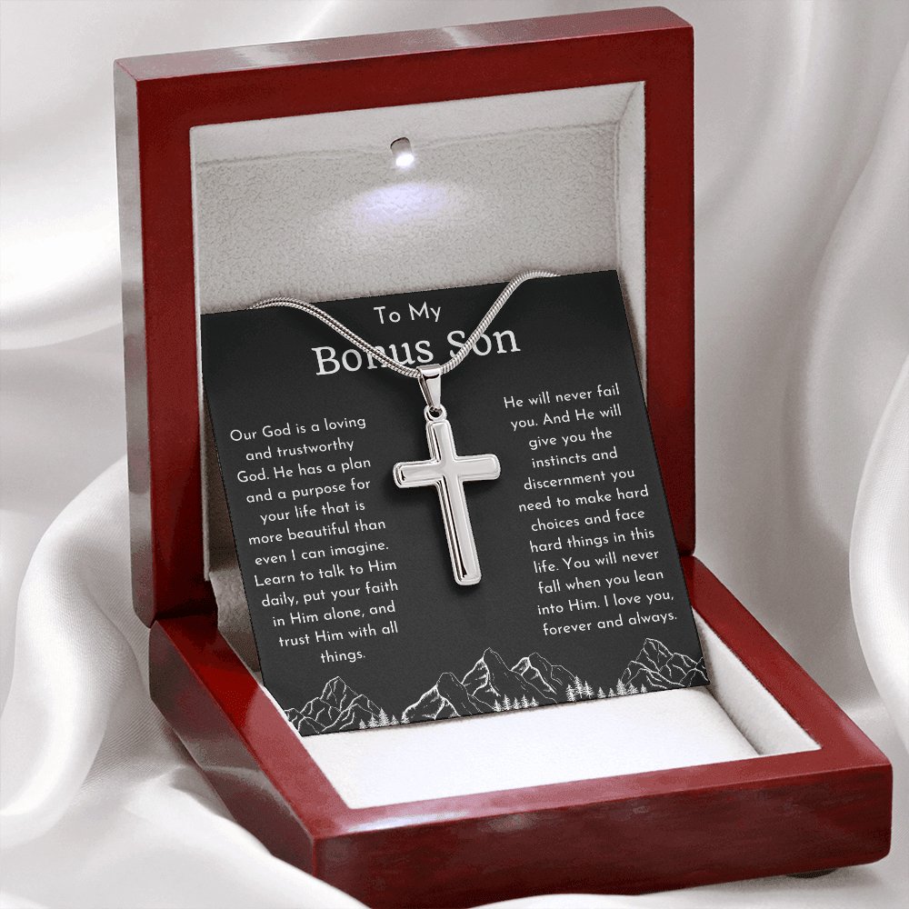 To My Bonus Son Religious Cross Necklace