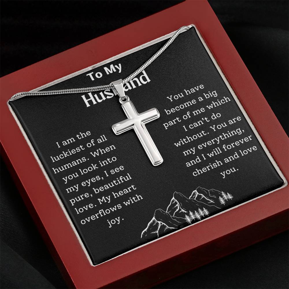 To My Husband Cross Necklace