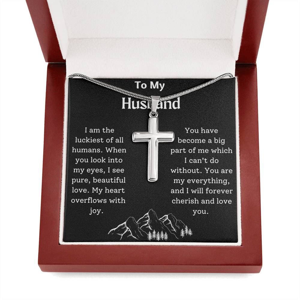 To My Husband Cross Necklace