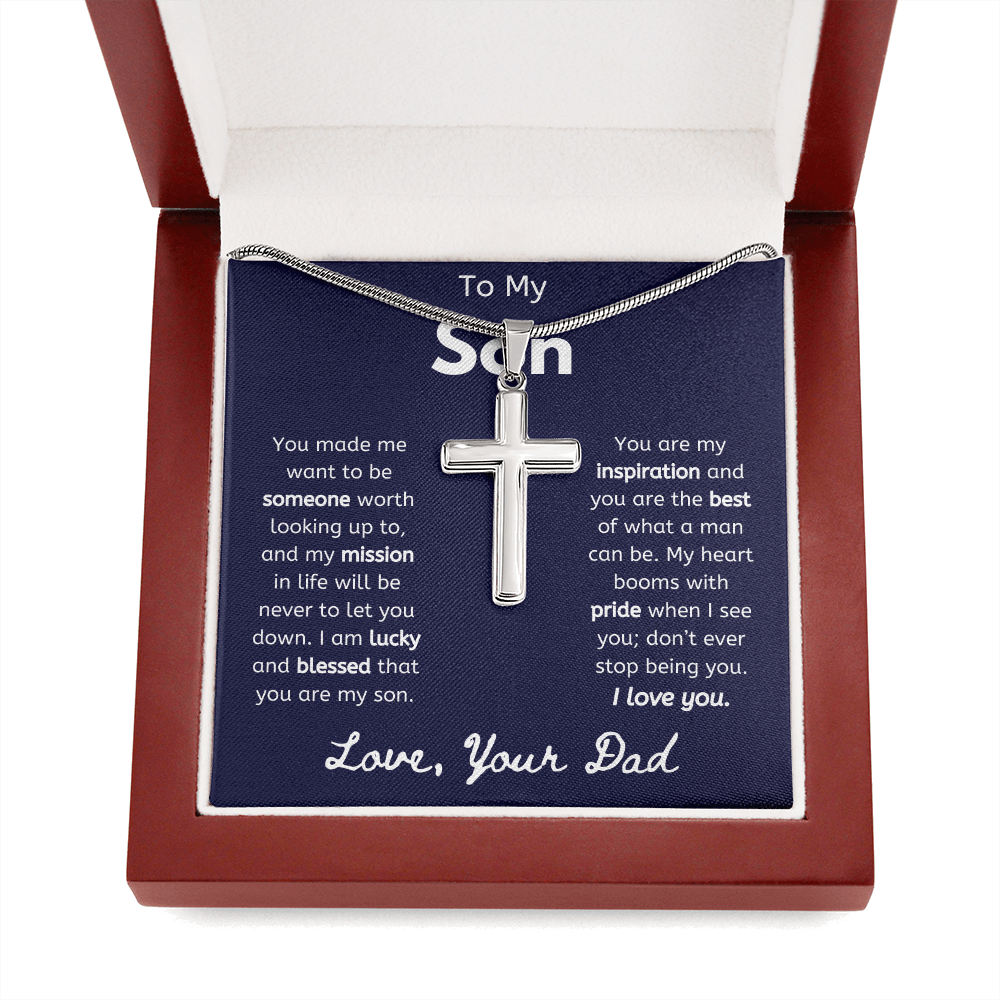 To My Son Cross Necklace from Dad