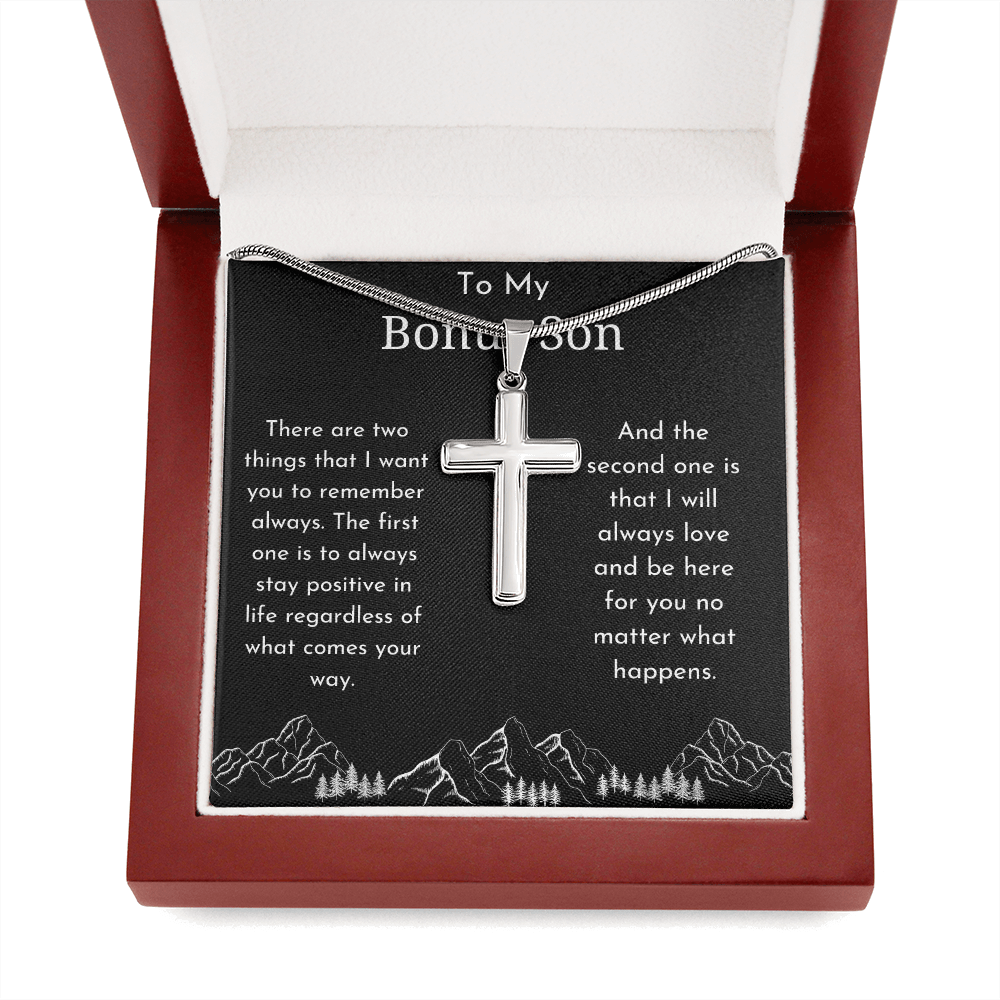 To My Bonus Son Cross Pendant Necklace