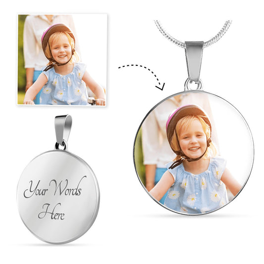 Custom Engravable Round Photo Necklace